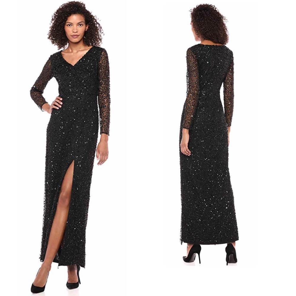 NWT Adrianna Papell Sequin Wrap Gown